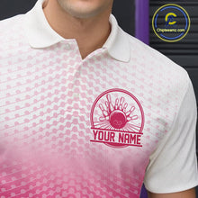 Load image into Gallery viewer, Custom Name Pink Bowling Jerseys For Men, Bowling League Polo Shirt Bowler Outift IPHW10655