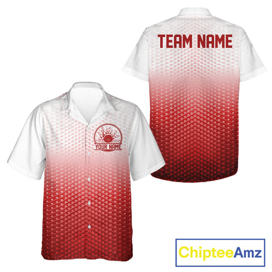 Custom Name Red Bowling Jerseys For Men And Women, Bowling League Hawaiian Shirt Bowler Outift IPHW10656