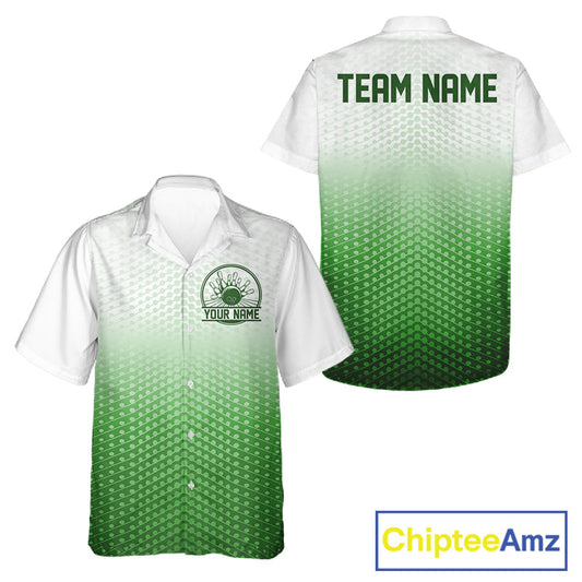 Custom Name Green Bowling Jerseys For Men And Women, Bowling League Hawaiian Shirt Bowler Outift IPHW10658