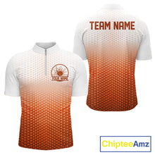 Load image into Gallery viewer, Custom Name Orange Bowling Jerseys For Men, Bowling League Quarter-Zip Shirt Bowler Outift IPHW10659