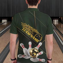Load image into Gallery viewer, Custom Green And Gold Bowling Shirts For Men, Flame Bowling Team Shirts Bowling Uniform IPHW10663