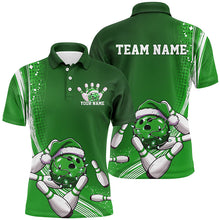 Load image into Gallery viewer, Custom Green Christmas Bowling Shirts For Men, Xmas Bowling Team Uniform Bowler Outfits IPHW7855