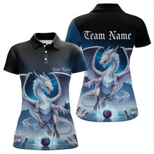 Load image into Gallery viewer, Custom Blue Ice Dragon Bowling Polo Shirts For Women, Dragon Bowling League Shirt IPHW8301