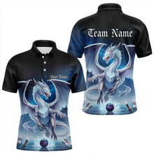 Load image into Gallery viewer, Custom Blue Ice Dragon Bowling Polo Shirts For Men, Dragon Bowling League Shirt IPHW8301