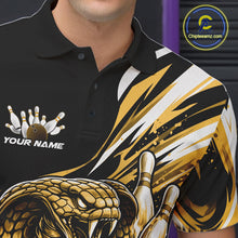 Load image into Gallery viewer, Custom Black And Yellow Cobra Snake Men Bowling Polo Shirts, Cobra Bowling Jerseys IPHW10372