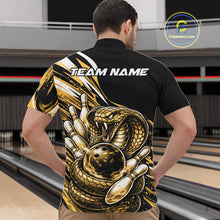 Load image into Gallery viewer, Custom Black And Yellow Cobra Snake Men Bowling Quarter-Zip Shirts, Cobra Bowling Jerseys IPHW10372