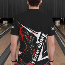 Load image into Gallery viewer, Custom Black And Red Flame Strike Bowling Polo Shirts For Men, Strike Bowling Jerseys IPHW8312