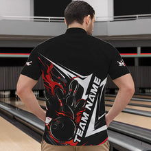 Load image into Gallery viewer, Custom Black And Red Flame Strike Bowling Quarter-Zip Shirts For Men, Strike Bowling Jerseys IPHW8312