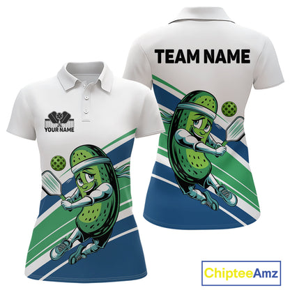 Custom Funny Pickles Play Pickleball Polo Shirts For Women, Pickleball Team Shirt IPHW9431