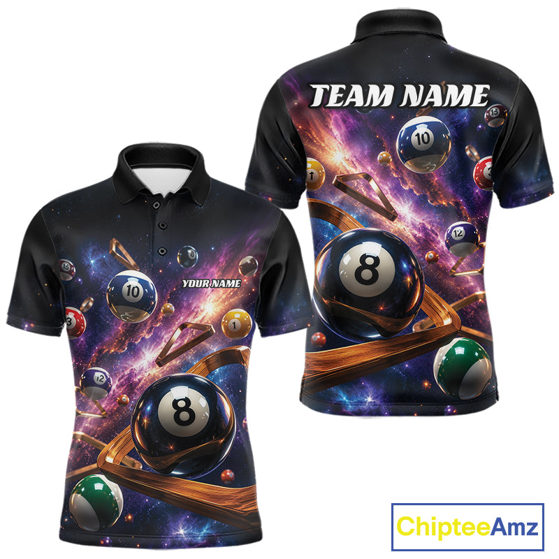 Custom Galaxy Billiards Team Men Polo Shirt, Pool League Shirt IPHW11799