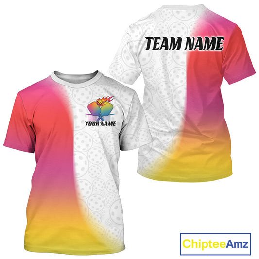 Custom Colorful Pickleball Pattern Pickleball T-Shirts For Men, Pickleball League IPHW9317