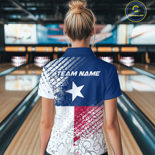 Load image into Gallery viewer, Custom Grunge Texas Flag Bowling Team Women Polo Shirt, Texas Bowling Tournament Shirt IPHW9633