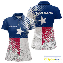 Load image into Gallery viewer, Custom Grunge Texas Flag Bowling Team Women Polo Shirt, Texas Bowling Tournament Shirt IPHW9633