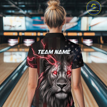 Load image into Gallery viewer, Custom Red Thunder Lightning Patriotic Lion Women Quarter-Zip Shirt, US Bowling Jersey IPHW9319
