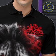 Load image into Gallery viewer, Custom Black And Red Lion Bowling Polo Team Shirts For Men, Lion Bowling Jerseys IPHW9328