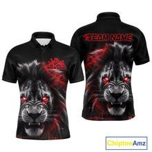 Load image into Gallery viewer, Custom Black And Red Lion Bowling Polo Team Shirts For Men, Lion Bowling Jerseys IPHW9328