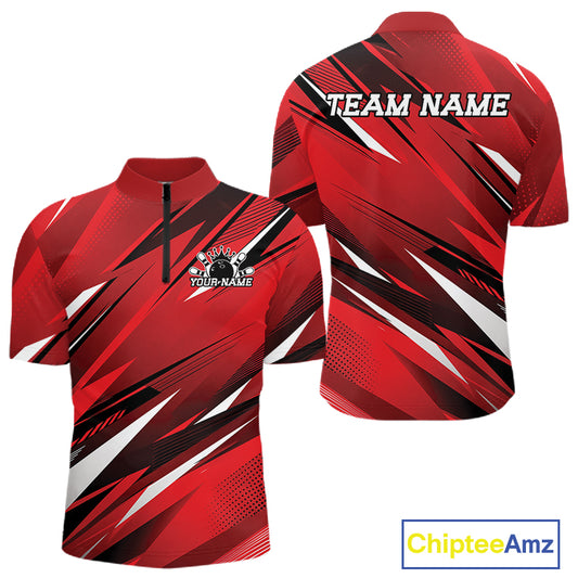 Red sports jersey with black and white patterns, front and back views, on a white background. 'Chiptee Amz' brand visible.
