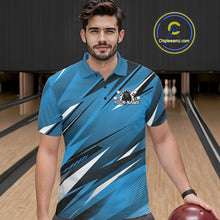 Load image into Gallery viewer, Custom Blue Team Bowling Jerseys For Men, Bowling Tournament Polo Shirt Bowler Outfit IPHW11418