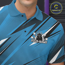 Load image into Gallery viewer, Custom Blue Team Bowling Jerseys For Men, Bowling Tournament Polo Shirt Bowler Outfit IPHW11418
