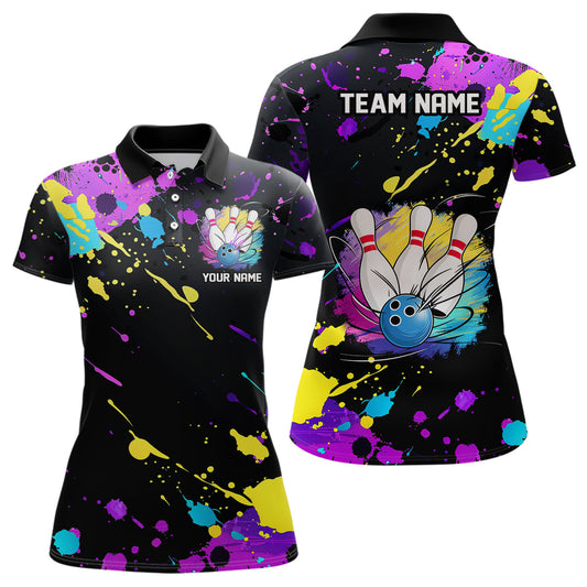 Colorful Bowling Polo Shirts For Women, Personalized Female Bowling Shirts IPHW6787