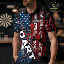 Load image into Gallery viewer, Custom Vintage Patriotic Dart Team Men Polo Shirts, US Flag Dart Jerseys IPHW9648