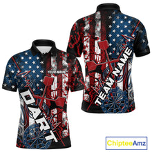 Load image into Gallery viewer, Custom Vintage Patriotic Dart Team Men Polo Shirts, US Flag Dart Jerseys IPHW9648