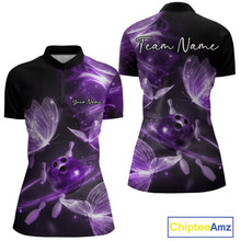 Load image into Gallery viewer, Custom Ethereal Purple Butterfliy Bowling Women Quarter-Zip Shirt, Ladies Bowling Outfit IPHW10239