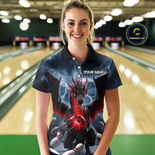 Load image into Gallery viewer, Custom Red Dragon Bowling Women Polo Shirts, Dragon Bowling Team Tournament Outfit IPHW9106