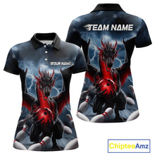 Load image into Gallery viewer, Custom Red Dragon Bowling Women Polo Shirts, Dragon Bowling Team Tournament Outfit IPHW9106