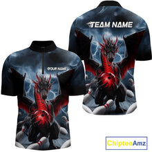 Load image into Gallery viewer, Custom Red Dragon Bowling Men Quarter-Zip Shirts, Dragon Bowling Team Tournament Outfit IPHW9106
