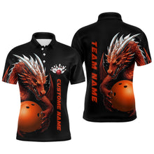 Load image into Gallery viewer, Custom Red Flame Bowling Team Polo Shirts, Dragon Bowling Shirts For Men, Bowling Ball Jerseys IPHW5233