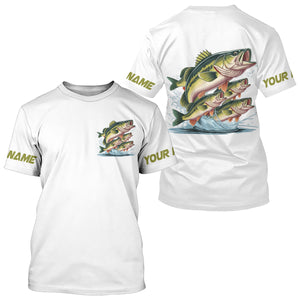 Largemouth Bass Fishes Custom Bass Long Sleeve Fishing Shirts, Bass Tournament Fishing Shirt IPHW7958