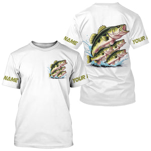 Largemouth Bass Fishes Custom Bass Long Sleeve Fishing Shirts, Bass Tournament Fishing Shirt IPHW7959