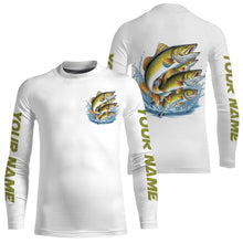 Load image into Gallery viewer, Walleye Fishes Custom Bass Long Sleeve Fishing Shirts, Walleye Tournament Fishing Shirt IPHW7960