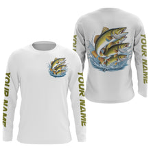 Load image into Gallery viewer, Walleye Fishes Custom Bass Long Sleeve Fishing Shirts, Walleye Tournament Fishing Shirt IPHW7960