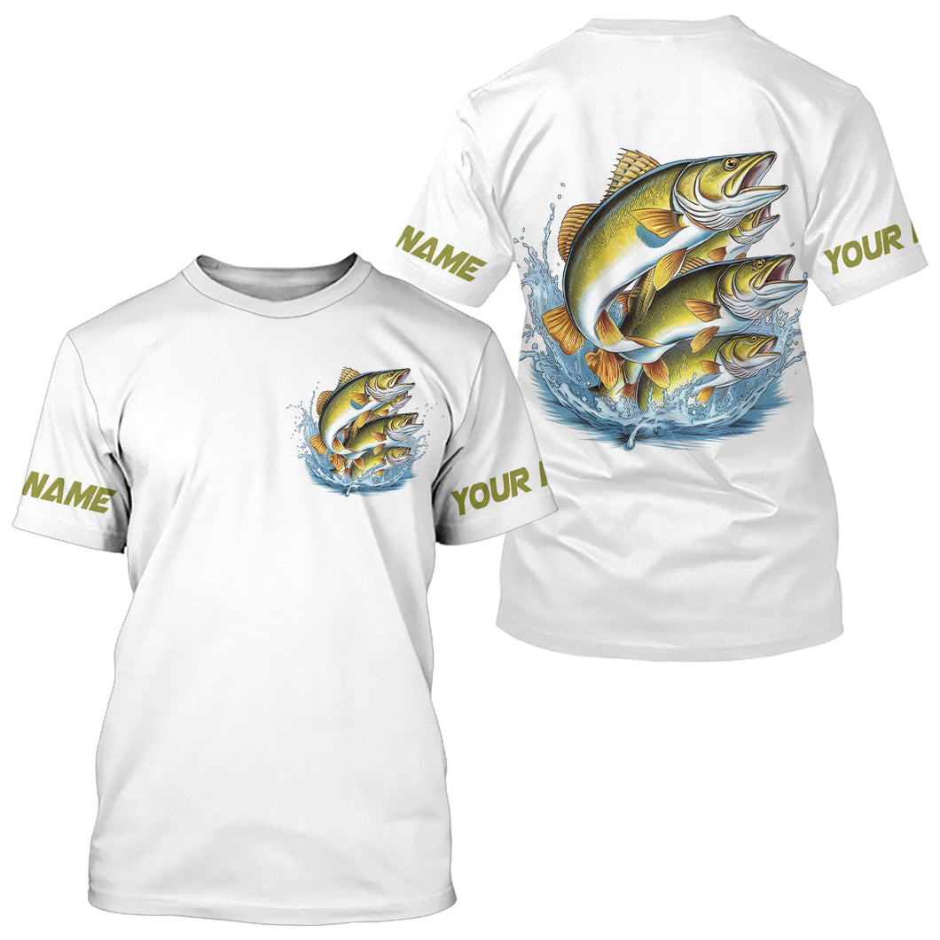 Walleye Fishes Custom Long Sleeve Fishing Shirts, Walleye Tournament Fishing Shirt IPHW7960