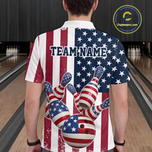 Load image into Gallery viewer, Custom US Flag Bowling Polo Shirts For Men, Patriotic Bowling League Shirt Bowling Jersey IPHW9714