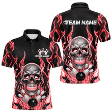 Load image into Gallery viewer, Custom Red Fire Flame Skull Bowling Polo Shirts For Men, Halloween Bowling Team Outfit IPHW9492