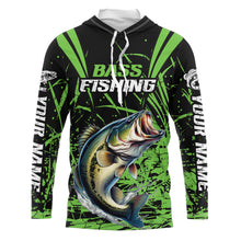 Load image into Gallery viewer, Customized Bass Fishing Long Sleeve Tournament Shirts, Bass Fishing Gifts For Fisherman | Green IPHW6646