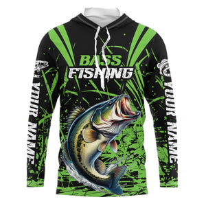 Customized Bass Fishing Long Sleeve Tournament Shirts, Bass Fishing Gifts For Fisherman | Green IPHW6646