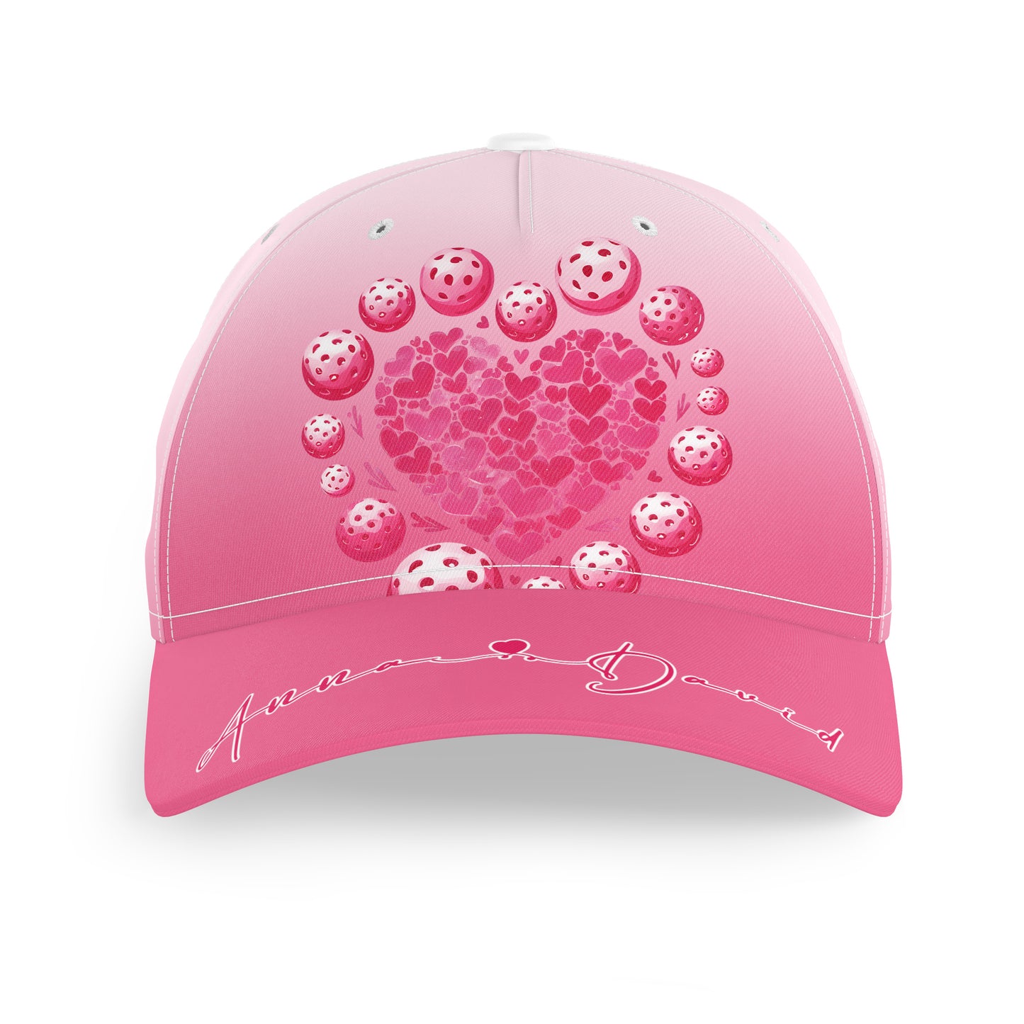 Custom Pink Heart Pickleball Hat For Men And Women, Valentines Pickleball Couple IPHW8193