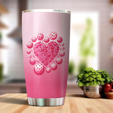 Load image into Gallery viewer, Custom Pink Heart Pickleball Tumbler Cup For Men And Women, Valentines Pickleball Couple IPHW8193
