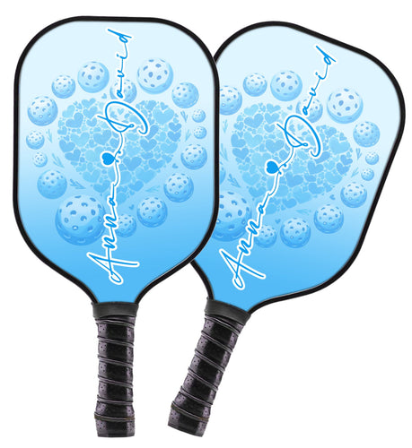 1PC Custom Blue Heart Pickleball Paddle For Men And Women, Valentines Pickleball Couple IPHW8194