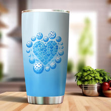 Load image into Gallery viewer, Custom Blue Heart Pickleball Tumbler Cup For Men And Women, Valentines Pickleball Couple IPHW8194