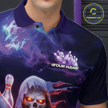 Load image into Gallery viewer, Custom Red And Purple Smoke Flame Grim Reaper Bowling Men Polo Shirt, Halloween Outfit IPHW9895