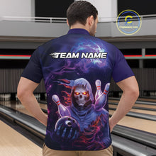 Load image into Gallery viewer, Custom Red And Purple Smoke Flame Grim Reaper Bowling Men Quarter-Zip Shirt, Halloween Outfit IPHW9895