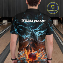 Load image into Gallery viewer, Custom Blue Lightning Grim Reaper Bowling Men Polo Shirt, Flame Halloween Outfit IPHW9899