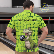 Load image into Gallery viewer, Custom Funny Green Dinosaur Bowling Team Men Quarter-Zip Shirt, Bowling Tournament Team Shirt IPHW9930