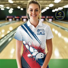 Load image into Gallery viewer, Custom Red, White And Blue Patriotic US Flag Bowling Polo Shirts For Women, Team Uniform IPHW9542