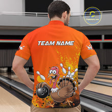 Load image into Gallery viewer, Custom Funny Turkey Bowling Thanksgiving Bowing Outfit Team Quarter-Zip Shirts For Men IPHW9786